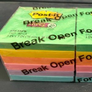 3M Post-it Super Sticky Notes Pack of 12 3" x 3"  90 Sheets Bright Colors NEW